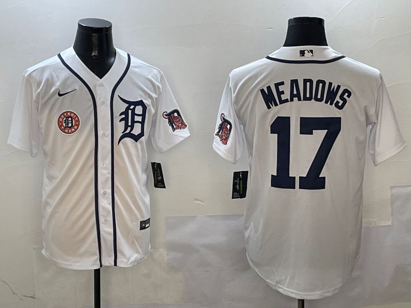 Men Detroit Tigers 17 Meadows White Game 2025 Nike MLB Jersey style 3115
